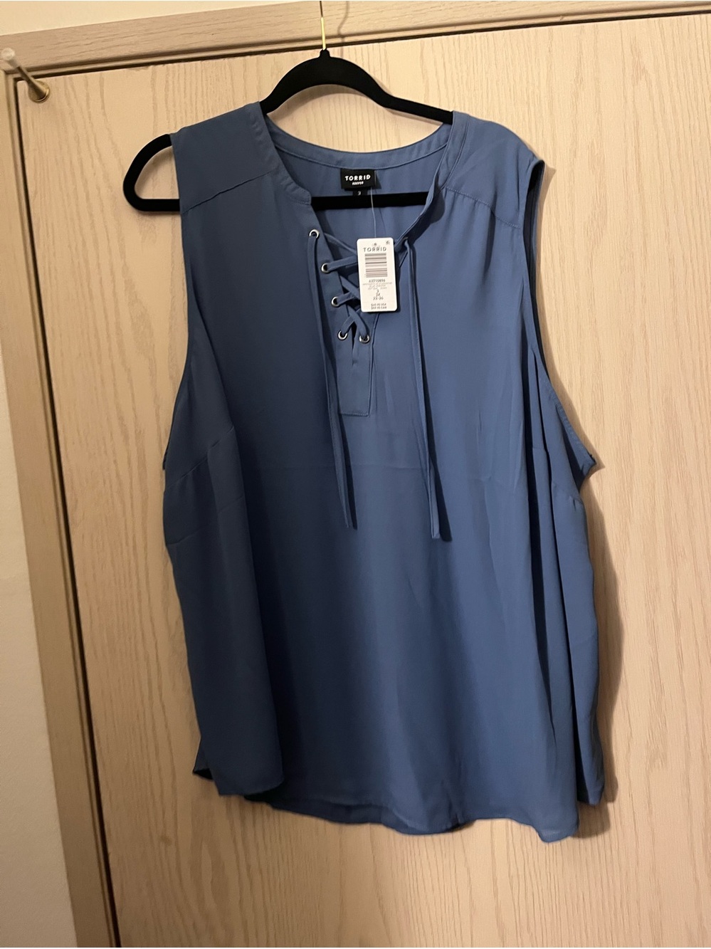 torrid Lace-Up Sleeveless Camisole in Steel Blue